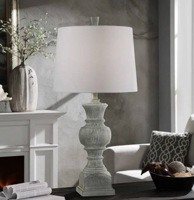 Stylecraft Bullwell Grey/White Table Lamp -1