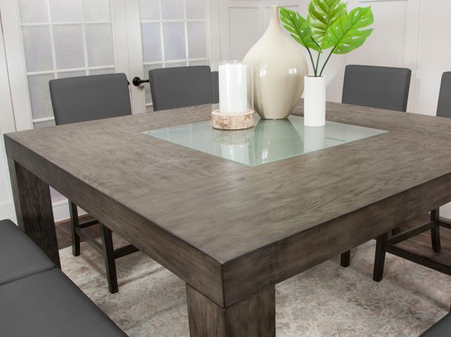 Cramco Cougar Frosted Glass Top 54″ Square Counter Height Table with Brown Base-4