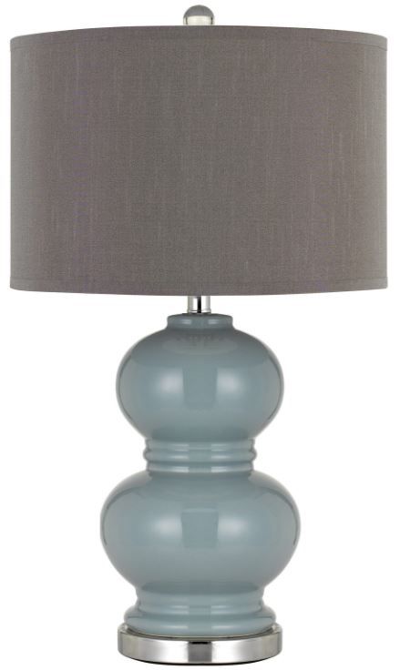 Cal® Lighting & Accessories 2-Piece Bergamo Brushed Steel/Slate Blue Table Lamp Set-1