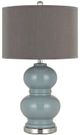 Cal® Lighting & Accessories 2-Piece Bergamo Brushed Steel/Slate Blue Table Lamp Set-1