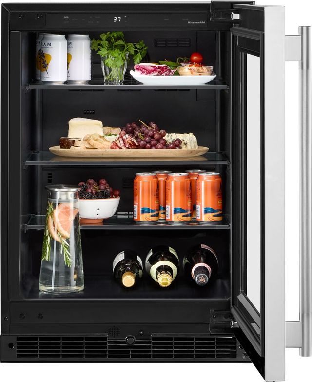 KitchenAid® 24" 5.2 Cu. Ft. Stainless Steel Beverage Center with Glass Door-3