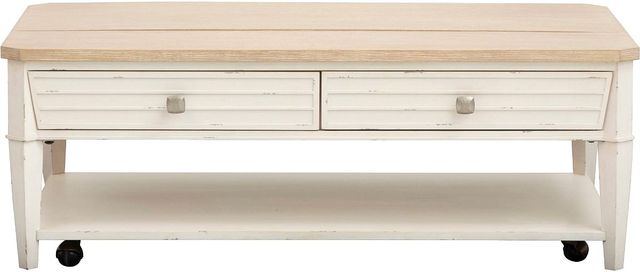 Magnussen Home® Echo Isles Driftwood/Sea Pearl Lift Top Storage Cocktail Table with Casters-3