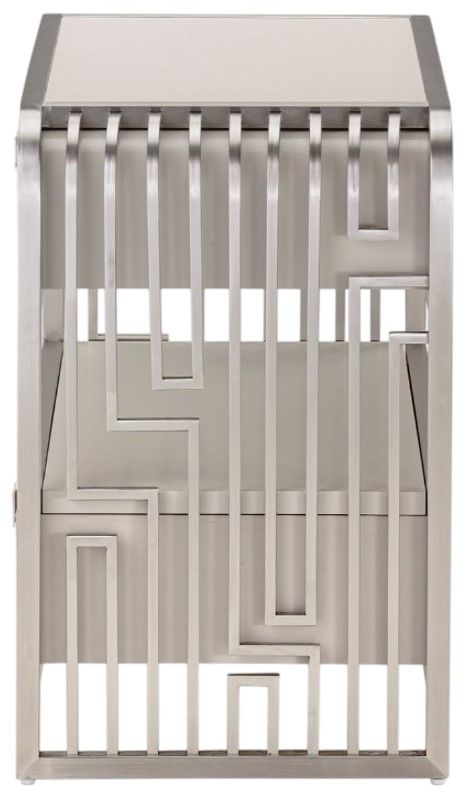 Michael Amini® Roxbury Park Gray/Stainless Steel Nightstand-3