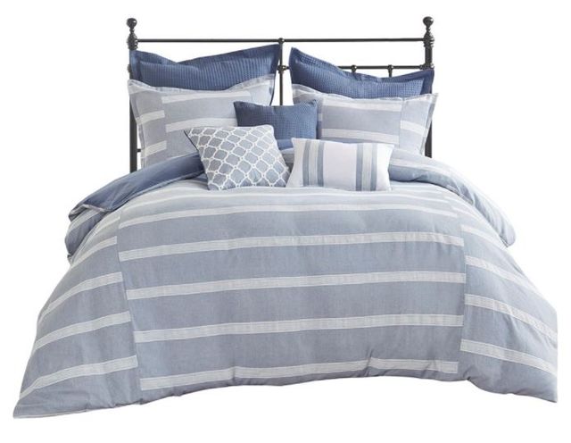 Olliix by Madison Park Signature Noble Blue King Cotton Comforter Set-0