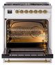 Ilve® Nostalgie II Noblesse 30'' White Pro Style Dual Fuel Range with Brass Trim-1