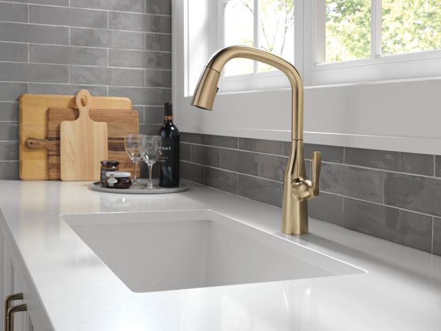 Delta Stryke® Lumicoat® Champagne Bronze Single Handle Kitchen Faucet-1