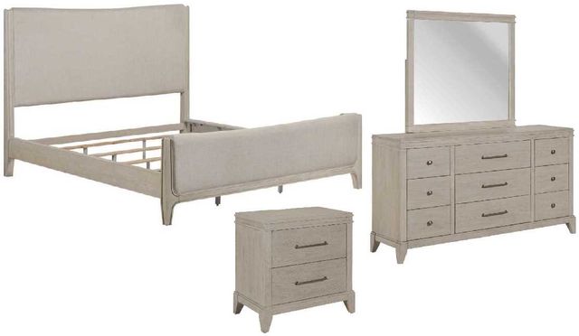Liberty Furniture New Haven 4-Piece Flax Tone/Sanctuary White King Upholstered Bedroom Set-0