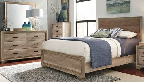 Liberty Furniture Sun Valley 4-Piece Sandstone Queen Upholstered Bedroom Set