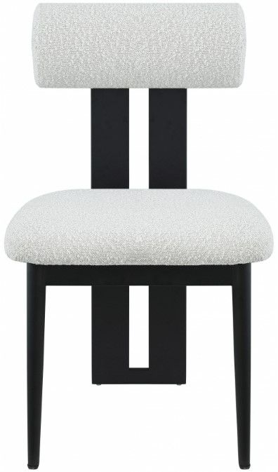 Meridian Furniture Dario Cream/Black Boucle Upholstered Dining Chair-1