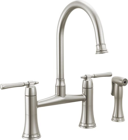 Brizo Tulham® Brilliance® Stainless Bridge Kitchen Faucet with Side Sprayer-0