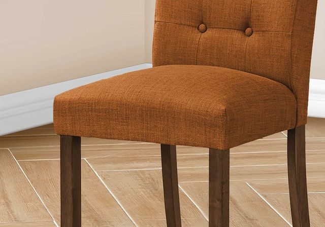 Monarch Specialties Inc. 2-Piece Orange/Walnut 38" Upholstered Dining  Side Chairs Set-1