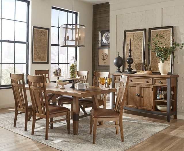 Intercon River Weathered Saddle Trestle Table-1