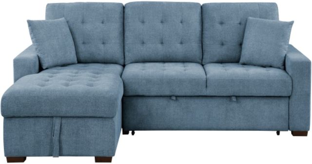 Homelegance® Waitsfield 2-Piece Blue Left-Arm Facing Pull-out Sleeper Sectional and Chaise with Hidden Storage-2