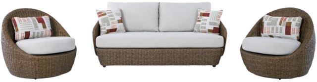 Signature Design by Ashley® Double Point 3-Piece Beige/Brown Fabric/Wicker Rattan Outdoor Conversation Set-2