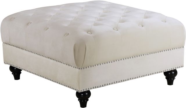 Meridian Furniture Sabrina Cream Velvet Ottoman-0