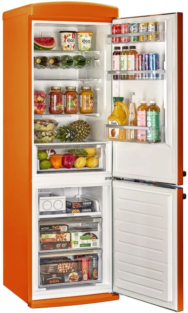 Unique® Appliances Classic Retro 24" 11.7 Cu. Ft. Creamsicle Orange Counter Depth Bottom Freezer Refrigerator-3