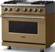 Viking® 5 Series 36" Golden Hour Pro Style Dual Fuel (NG) Range with Brushed Brass Trim-3