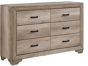 6 Drawer Dresser-58X16X36-Lt. Elm-Lonan