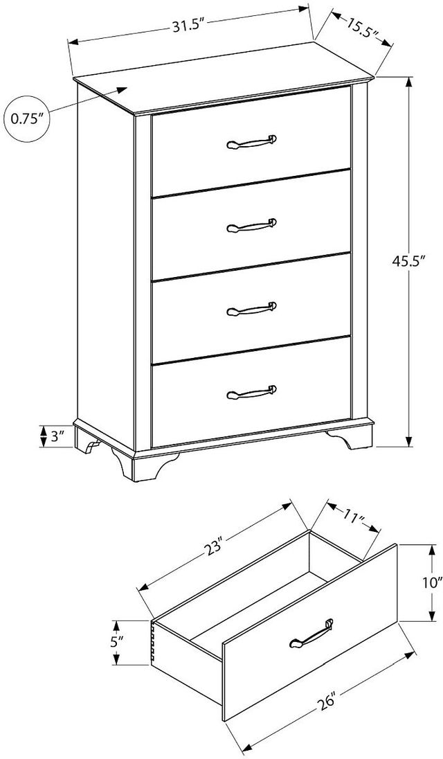 Monarch Specialties Inc. Bleached Oak/Rustic Oak Chest-1