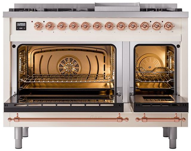 Ilve® Nostalgie II Series 48" Antique White Pro Style Dual Fuel Range-2