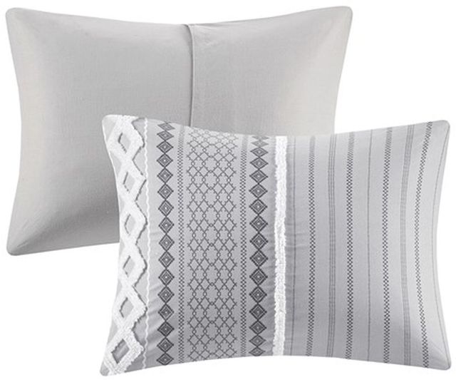 Olliix by INK+IVY Gray King/California King Imani Cotton Duvet Cover Mini Set-3