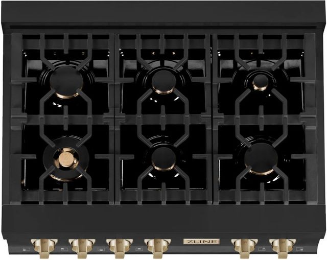ZLINE Autograph Edition 36" Black Stainless Steel Gas Rangetop with Polished Gold Accents-3