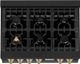 ZLINE Autograph Edition 36" Black Stainless Steel Gas Rangetop with Polished Gold Accents-3