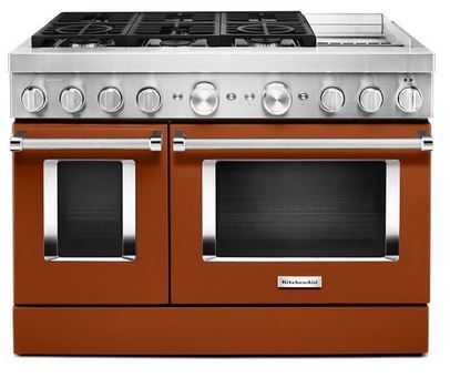 KitchenAid® 48" Scorched Orange Commercial-Style Pro Style Dual Fuel Range with Griddle