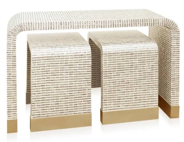 Stylecraft 3-Piece Ivory/Taupe Waterfall Table Set-1