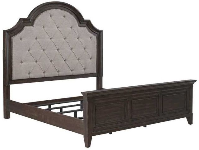 Liberty Furniture Paradise Valley Flax Tweed/Saddle Brown California King Panel Upholstered Bed-0