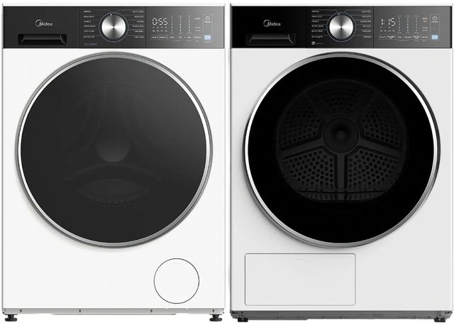 Midea® White Front Load Washer & Electric Dryer Laundry Pair-0