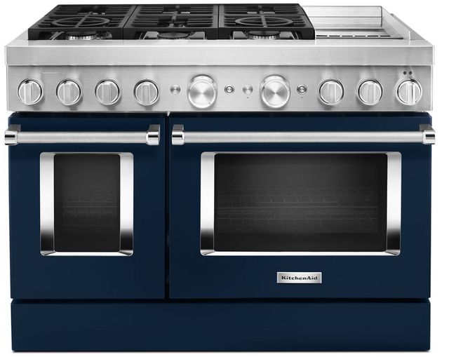 KitchenAid® 48" Ink Blue Pro Style Dual Fuel Range with Griddle-0