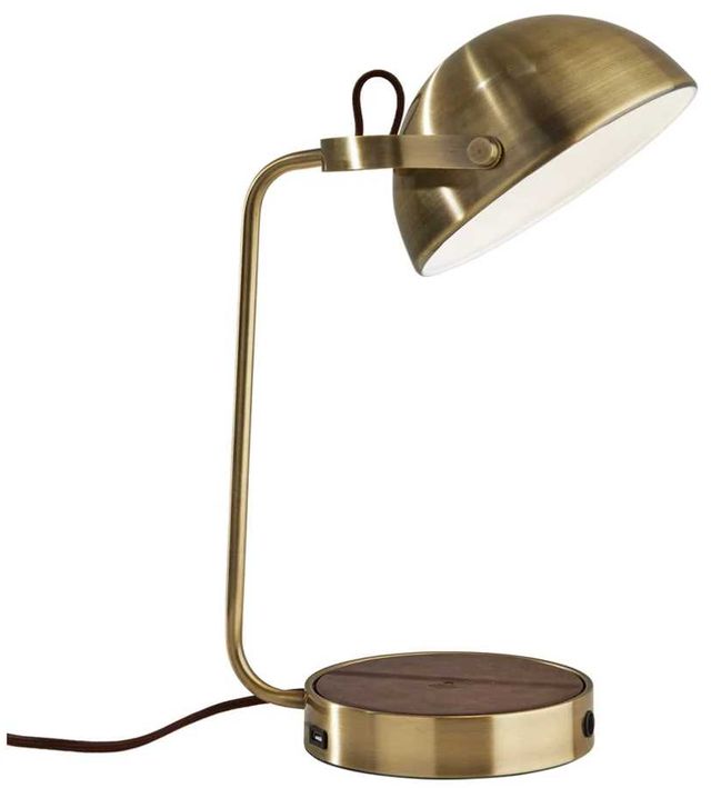 Adesso® Brooks Antique Brass Charge Desk Lamp-0