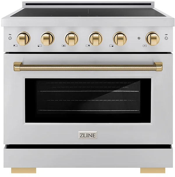 ZLINE 36" 5.2 cu. ft. Autograph Edition Paramount Stainless Steel with Polished Gold Helix Handle &
