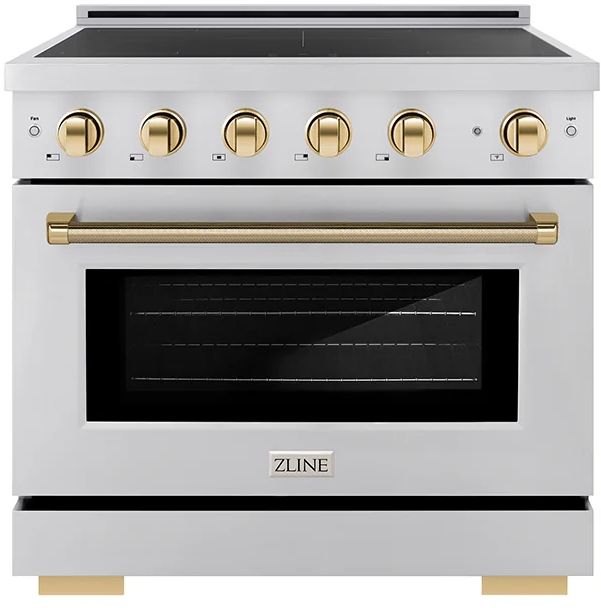 ZLINE Autograph Edition Paramount 36" Stainless Steel Pro Style Induction Range with Polished Gold Helix Handle and Accents-0
