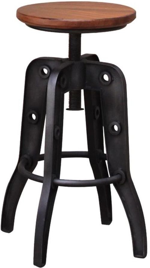 International Furniture Direct Parota Black/Brown Adjustable Swivel Bar Stool-0