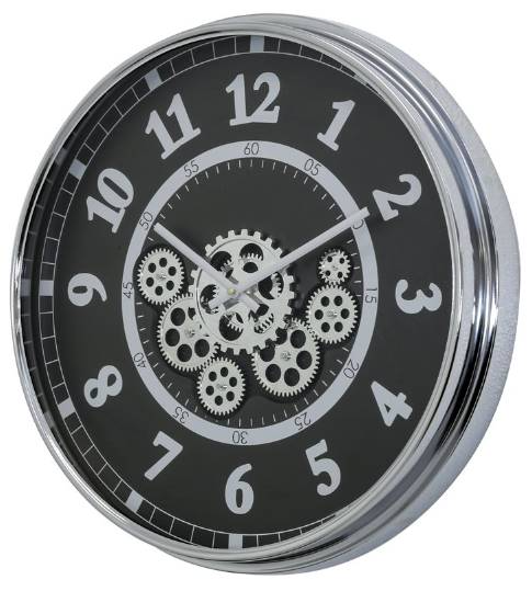 YHD Black/Chrome Wall Clock | Phillips Home Furnishings