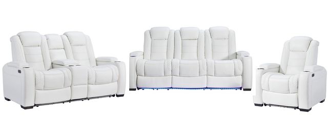Signature Design by Ashley® Party Time 3-Piece White Power Reclining Living Room Seating Set-0
