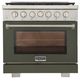 Kucht Professional KFX Series 36" Stainless Steel Pro Style Natural Gas Range with Olive Green Door and True Simmer Burners-0