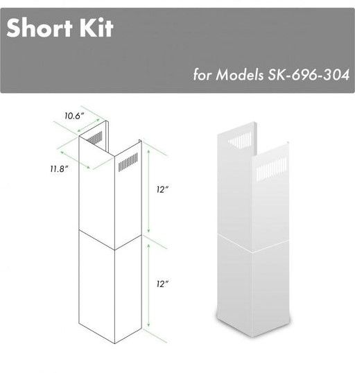 ZLINE 2 Piece 12" Stainless Steel Wall Hood Extension Kit-1