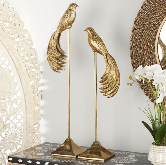 Deco Marche 2-Piece Gold Aluminum Metal Bird Sculpture Set-3
