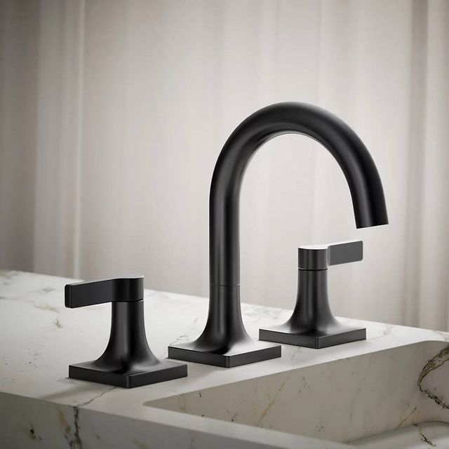 KOHLER® Venza® Matte Black 0.5 GPM Widespread Bathroom Sink Faucet-3
