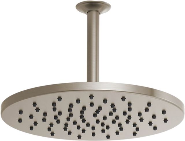 Brizo Essential™ Brilliance® Brushed Nickel 12" Linear Round Single-Function Raincan Shower Head-1