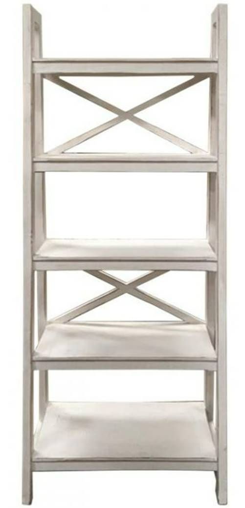 Million Dollar Rustic Frosted White Ladder Bookshelf-0