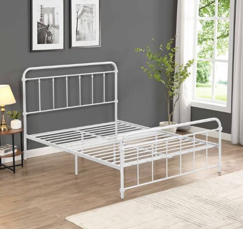 Milton Greens Stars White Queen Metal Farmhouse Classic Platform Bed-3