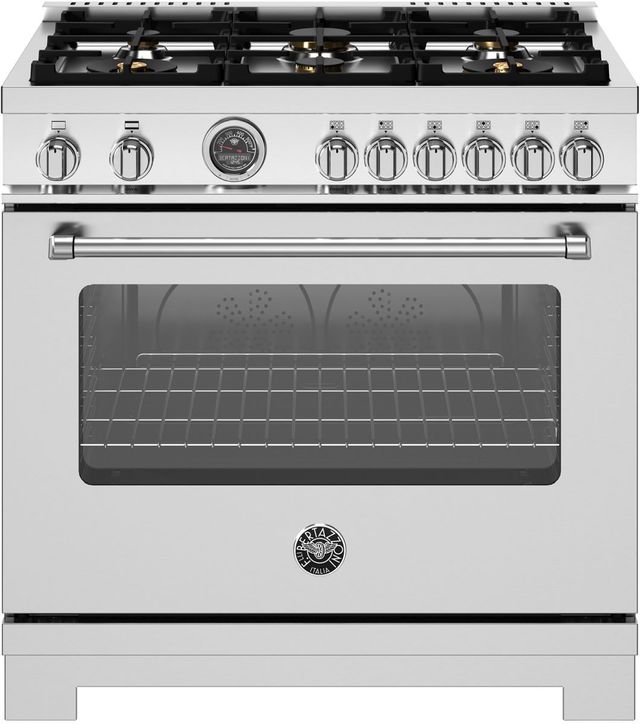 Bertazzoni Master Series 36" Fingerprint Resistant Stainless Steel Pro Style Gas Range-0