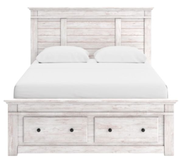 Signature Design by Ashley® Makidern Whitewash Queen Panel Bed with 6-Drawer Storage-2