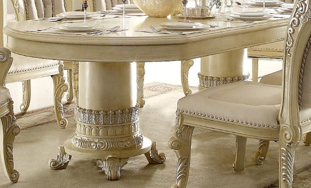 Homey Design Newberry II Ivory Dining Table-0