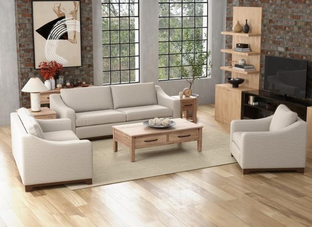 International Furniture Direct Natural Parota Ivory Arm Chair-1