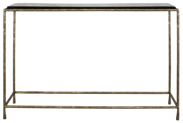 Uttermost® Ovard Glass Top Console Table with Antique Brass Frame-3